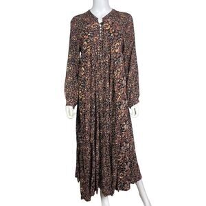 Natalie Martin Women's M Multicolor Floral Boho Fiore Buttoned Maxi Dress EUC